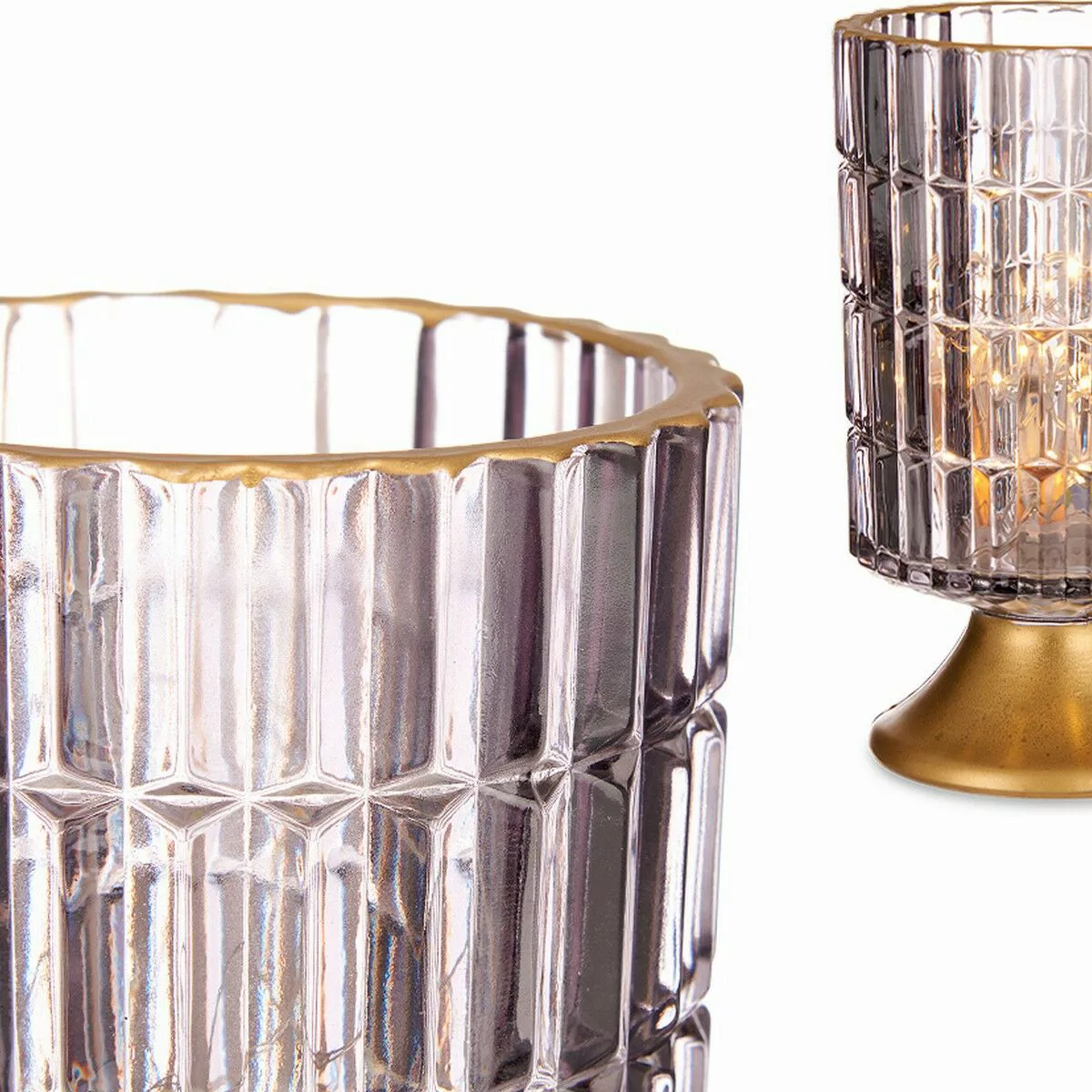 Led-laterne Metall Grau Golden Glas (10,7 X 18 X 10,7 Cm) günstig online kaufen