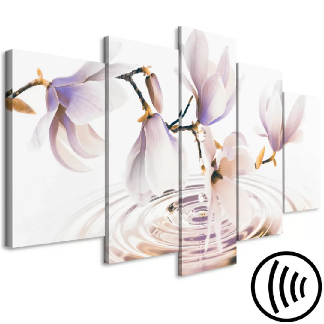Leinwandbild Magnolias over Water (5 Parts) Wide Violet XXL günstig online kaufen