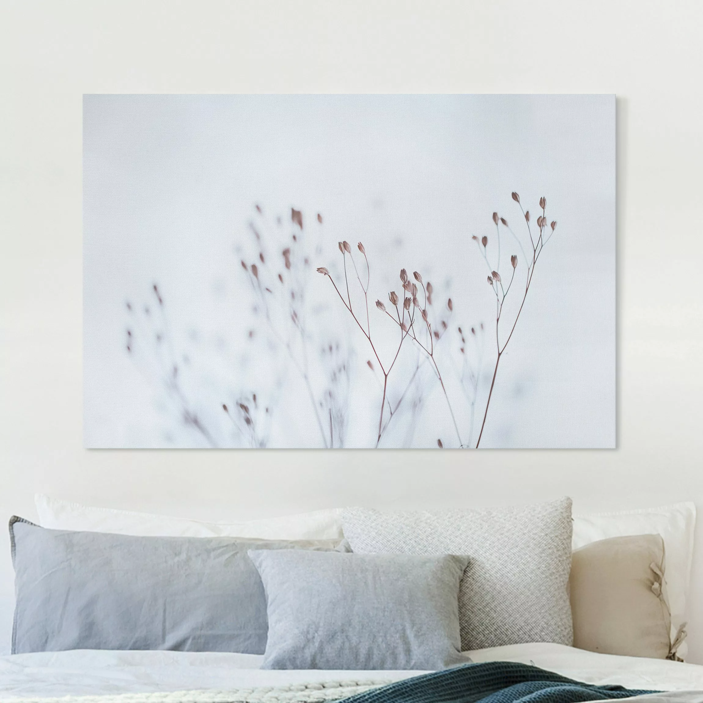 Leinwandbild Zartblaue Wildblumen günstig online kaufen