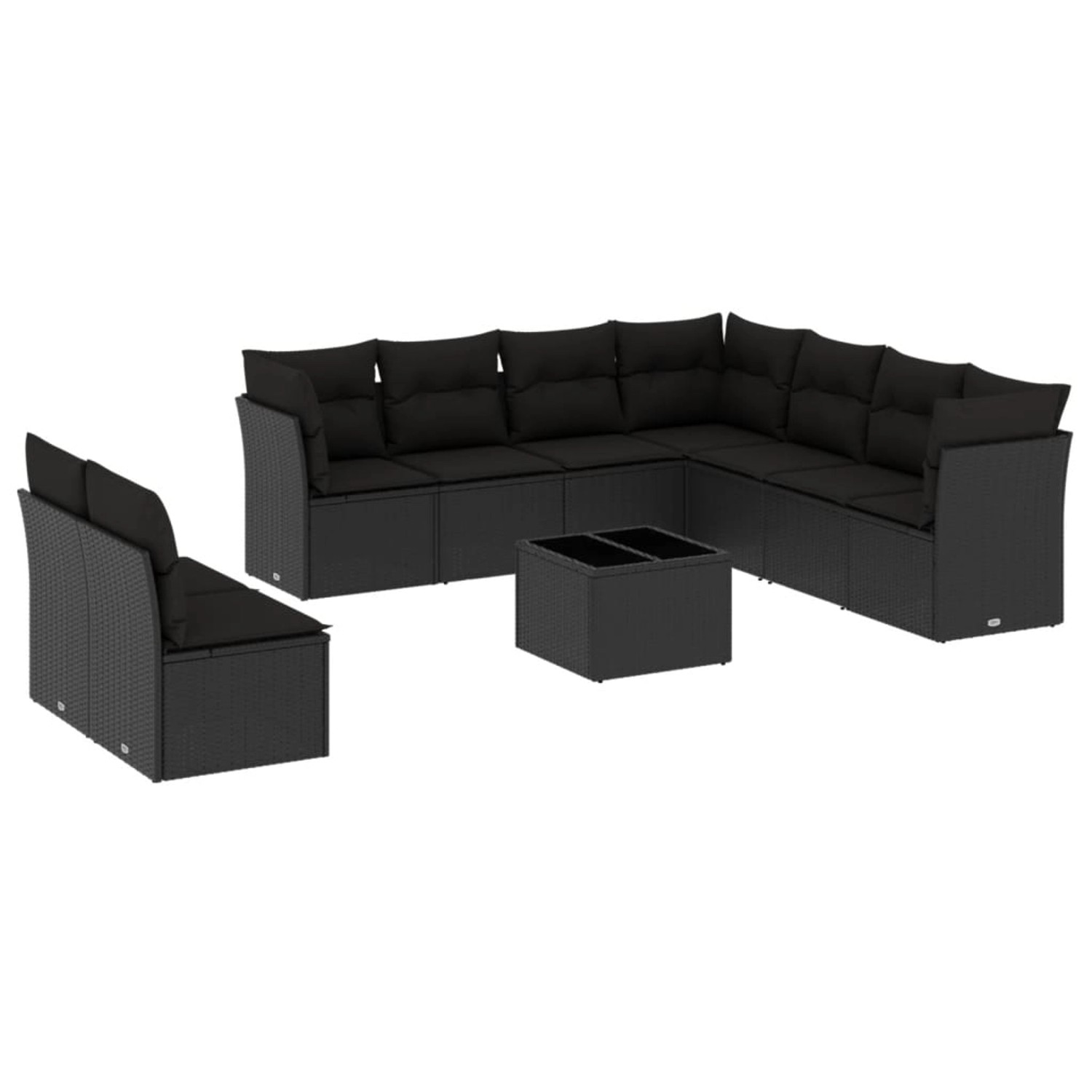 vidaXL 10-tlg Garten-Sofagarnitur mit Kissen Schwarz Poly Rattan Modell 33 günstig online kaufen