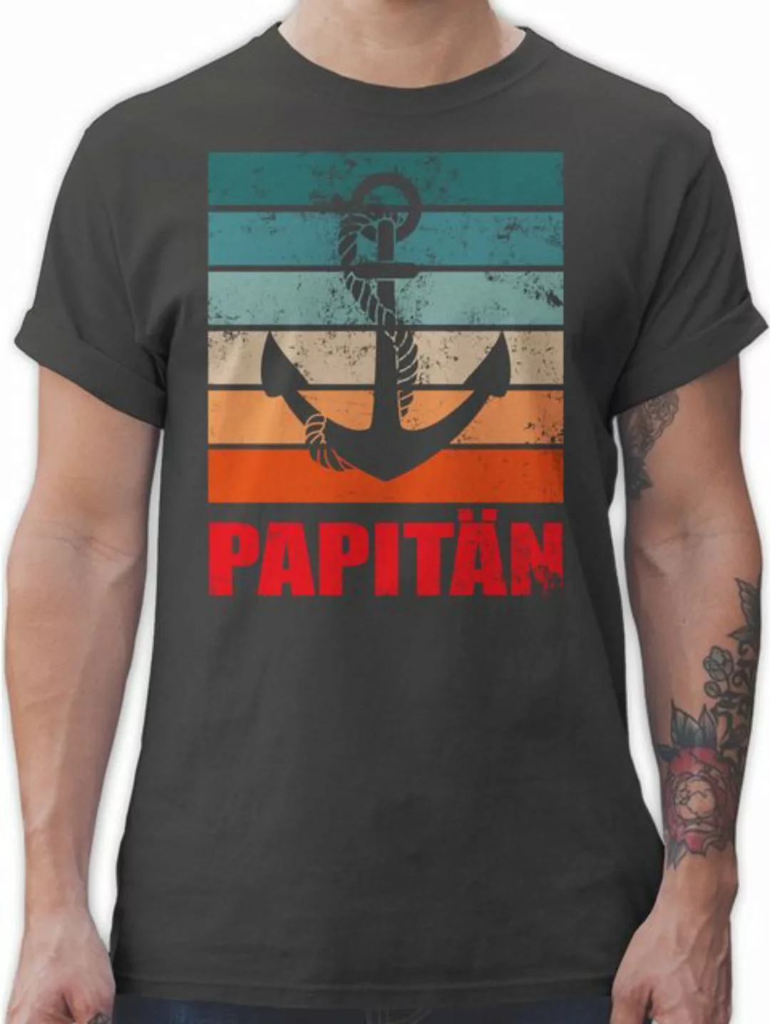 Shirtracer T-Shirt Papitän Papa Kapitän Geschenk für Bootsfahrer Vatertag G günstig online kaufen