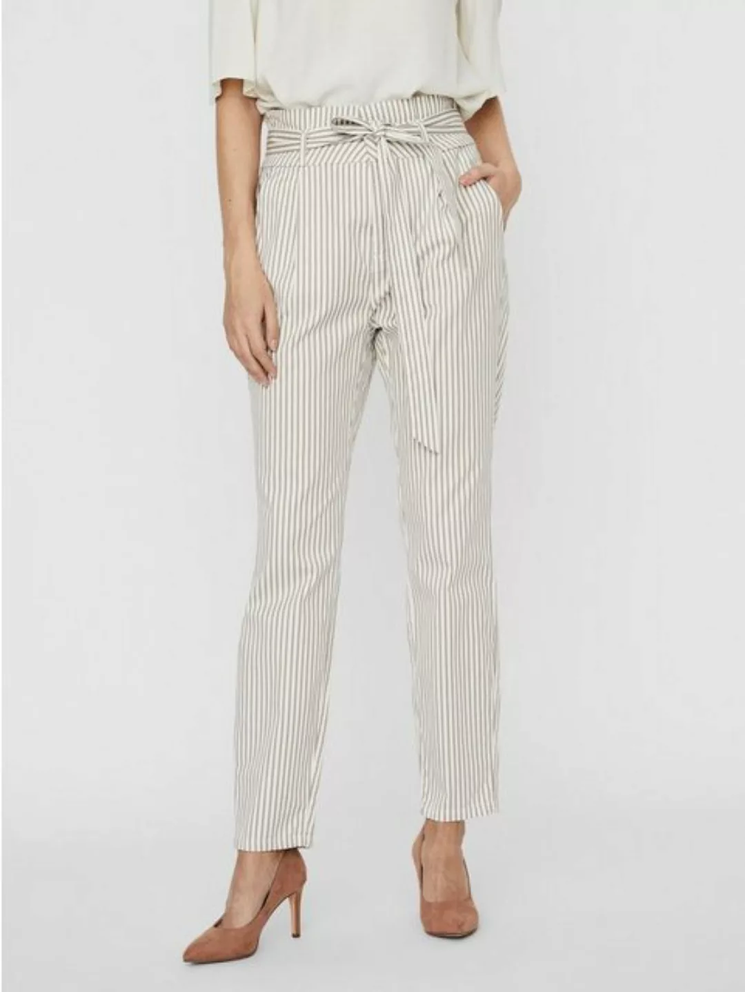 Vero Moda Stoffhose Gestreifte Business Stoffhose High Waist Paperbag Pants günstig online kaufen