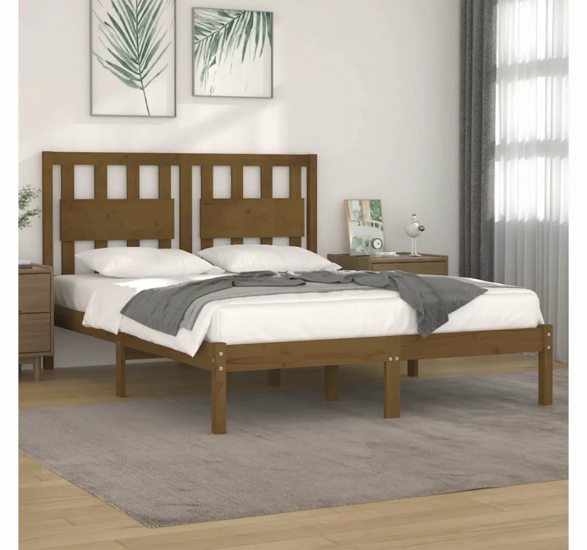 furnicato Bett Massivholzbett Honigbraun Kiefer 140x200 cm günstig online kaufen