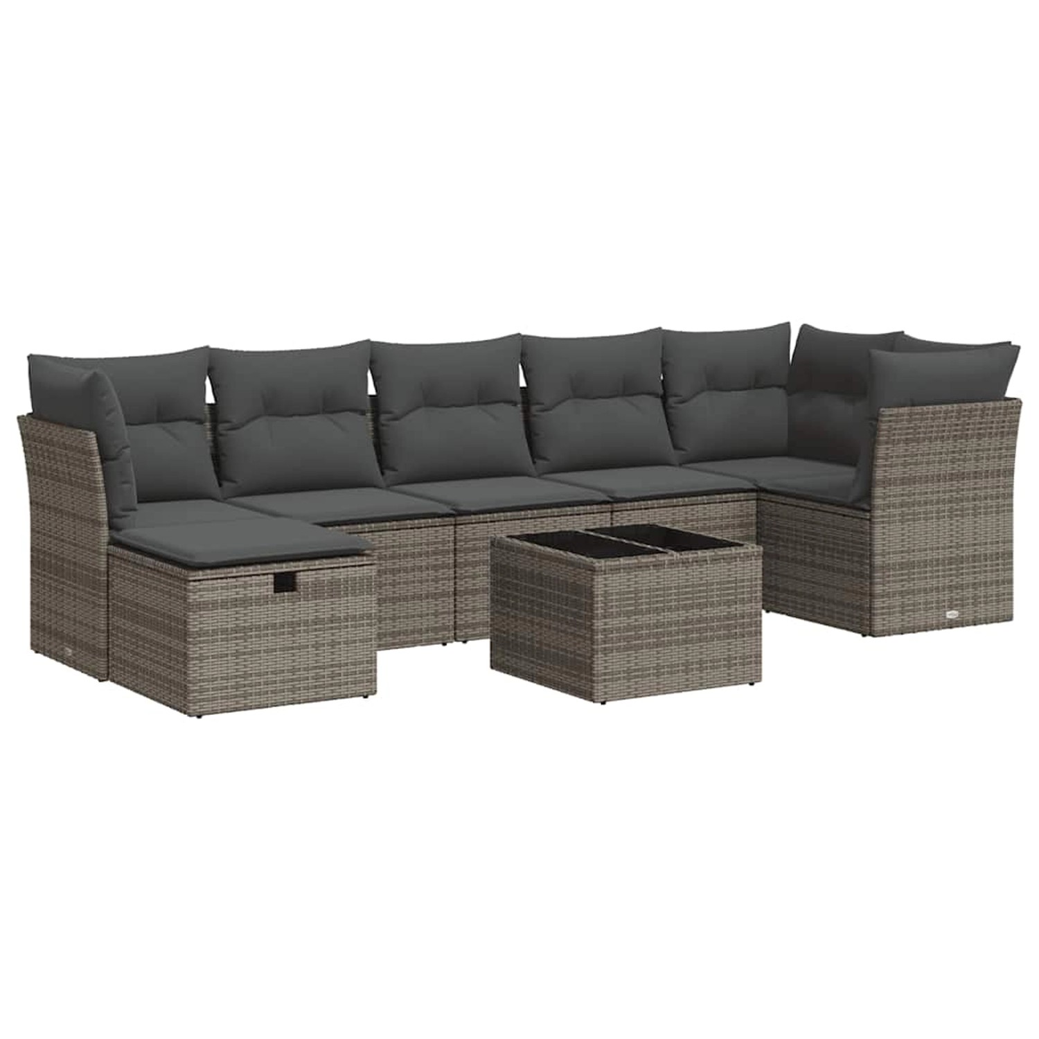 vidaXL 8-Tlg Garten-Sofagarnitur mit Kissen Grau Poly Rattan 3325316 günstig online kaufen