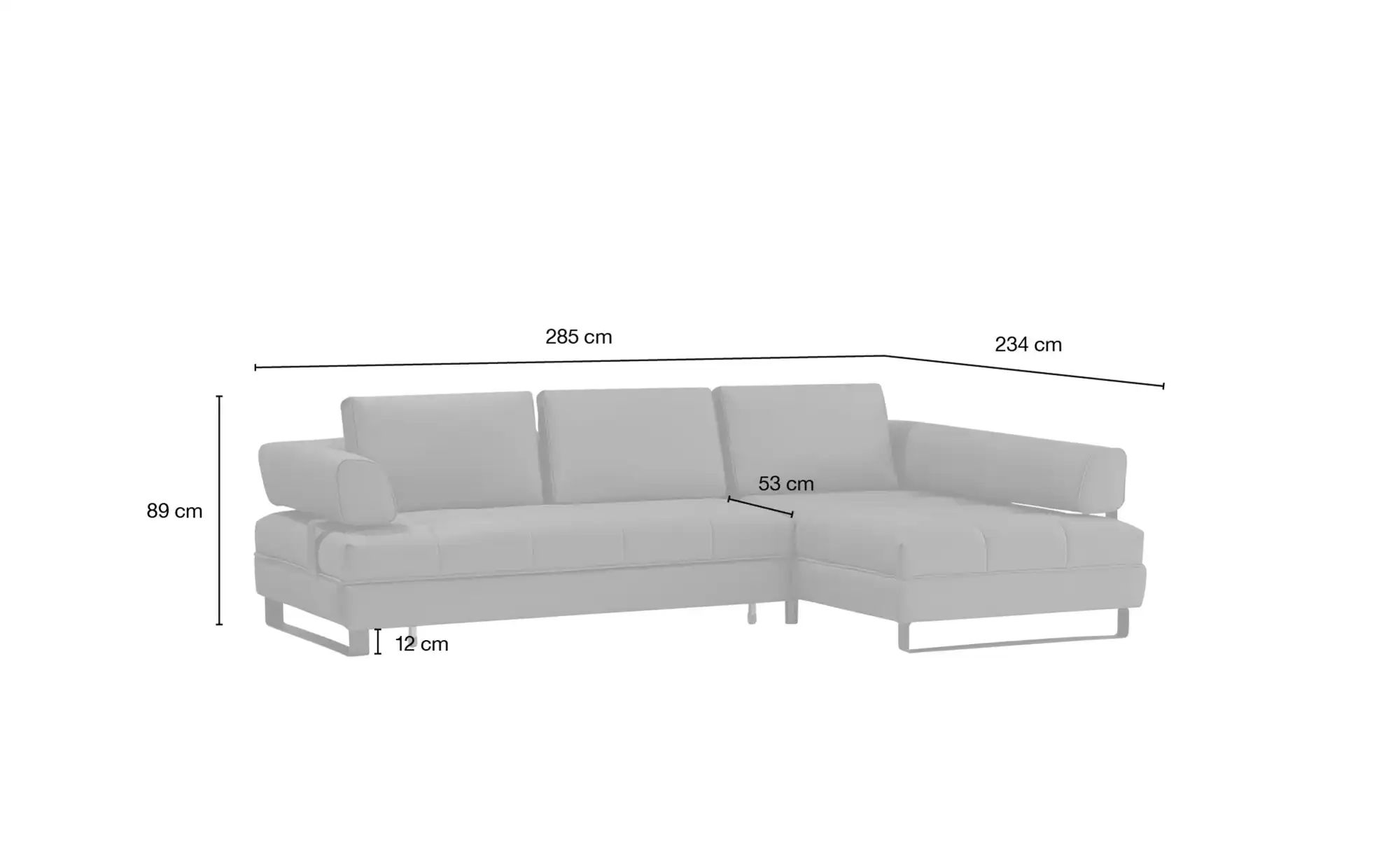 switch Ecksofa in Lederoptik Havana ¦ grau ¦ Maße (cm): B: 272 H: 89 T: 173 günstig online kaufen