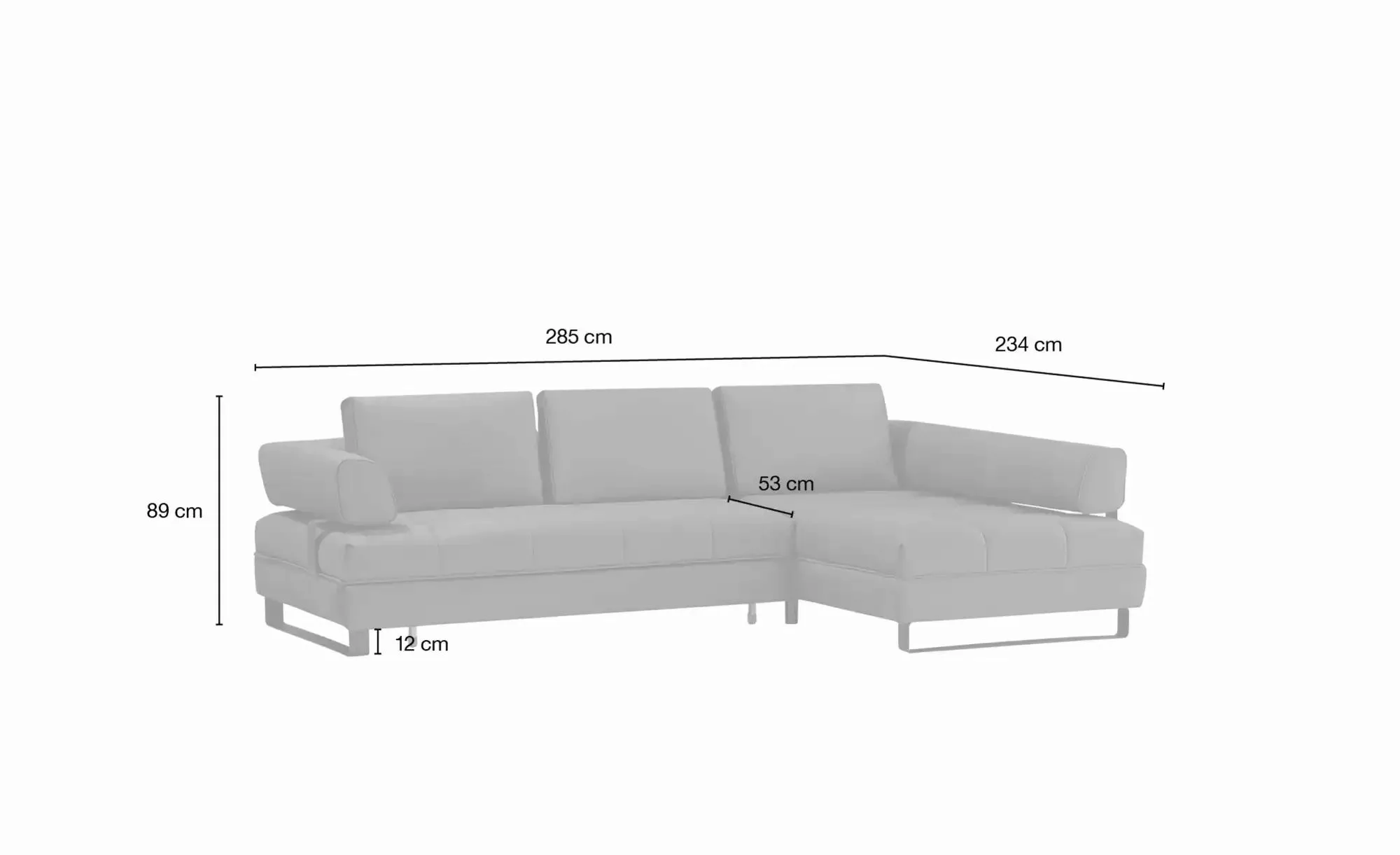 switch Ecksofa in Lederoptik Havana ¦ grau ¦ Maße (cm): B: 272 H: 89 T: 173 günstig online kaufen