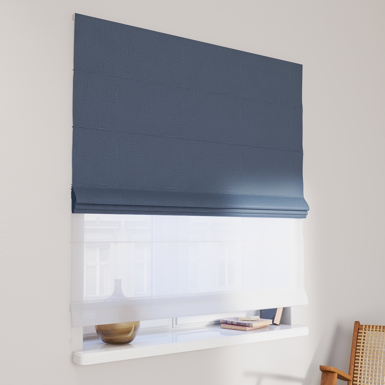 Dekoria Doppelraffrollo Duo, dunkelblau, 120 x 160 cm günstig online kaufen
