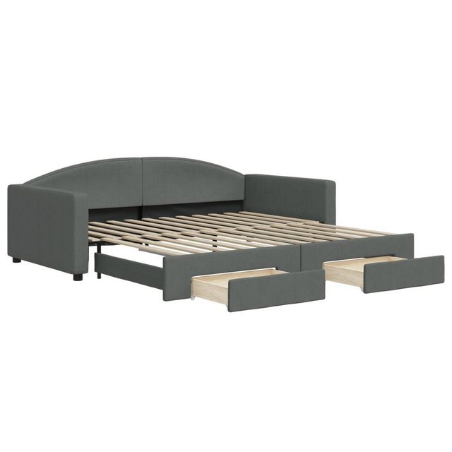 furnicato Bett Tagesbett Ausziehbar mit Schubladen Dunkelgrau 100x200 cm St günstig online kaufen