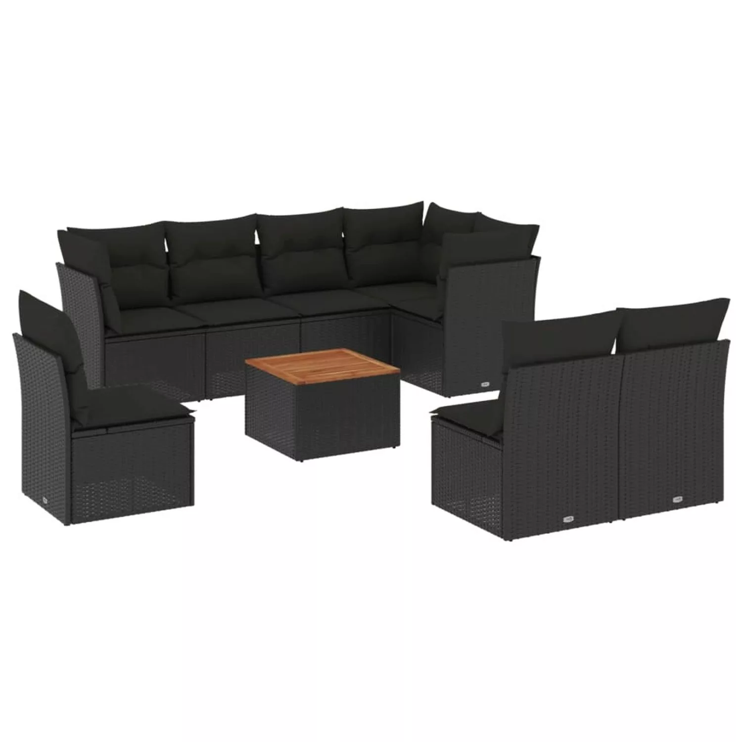 vidaXL 9-tlg Garten-Sofagarnitur mit Kissen Schwarz Poly Rattan Modell 70 günstig online kaufen