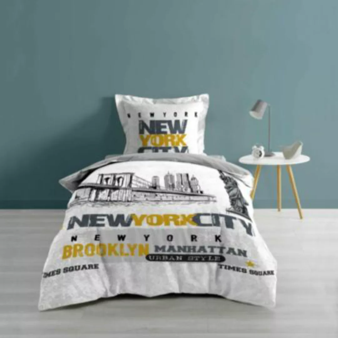 dynamic24 2tlg. Motiv Bettwäsche New York 140x200cm Baumwolle Bettdecke Bet günstig online kaufen