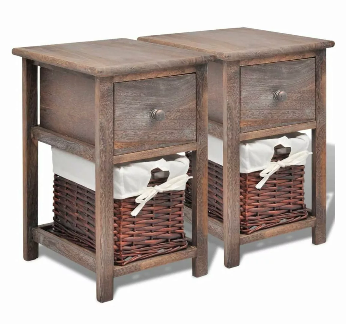 furnicato Beistellschrank Nachttische 2 Stk. Holz Braun (2-St) günstig online kaufen