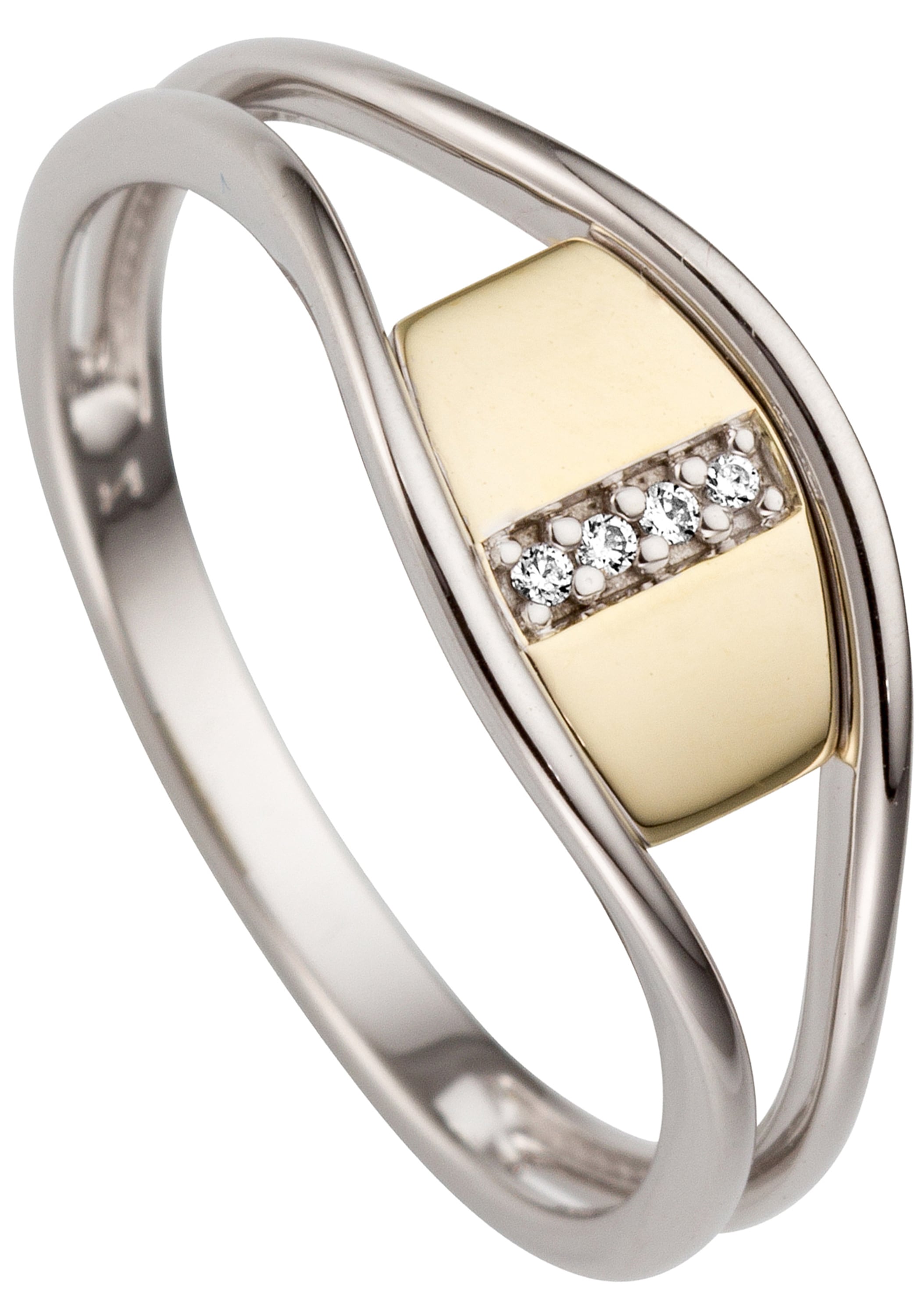 JOBO Fingerring "Ring mit 4 Diamanten", 585 Gold bicolor günstig online kaufen