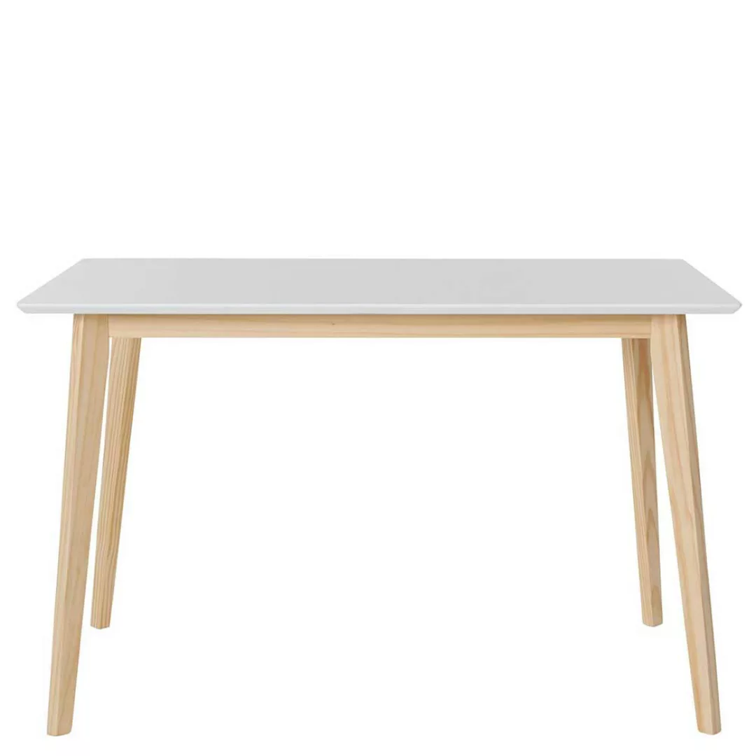 Küchen Tisch im Skandi Design Weiß und Kieferfarben günstig online kaufen