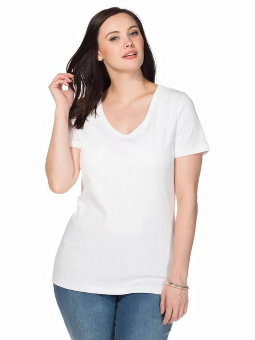 Sheego T-Shirt Große Größen mit V-Ausschnitt günstig online kaufen