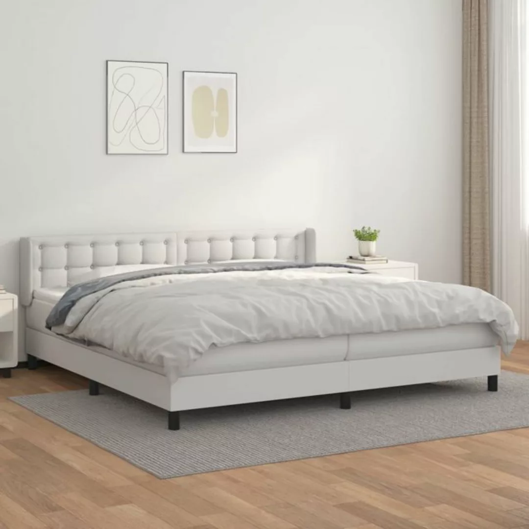 vidaXL Bettgestell Boxspringbett mit Matratze Weiß 200x200 cm Kunstleder Be günstig online kaufen