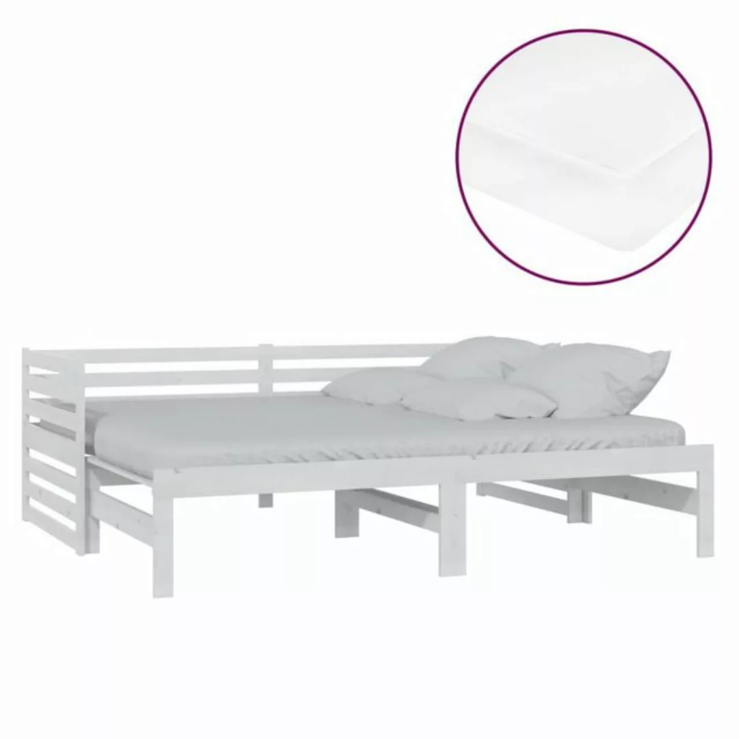 furnicato Bett Ausziehbares Tagesbett 2x(90x200) cm Weiß Massivholz Kiefer günstig online kaufen
