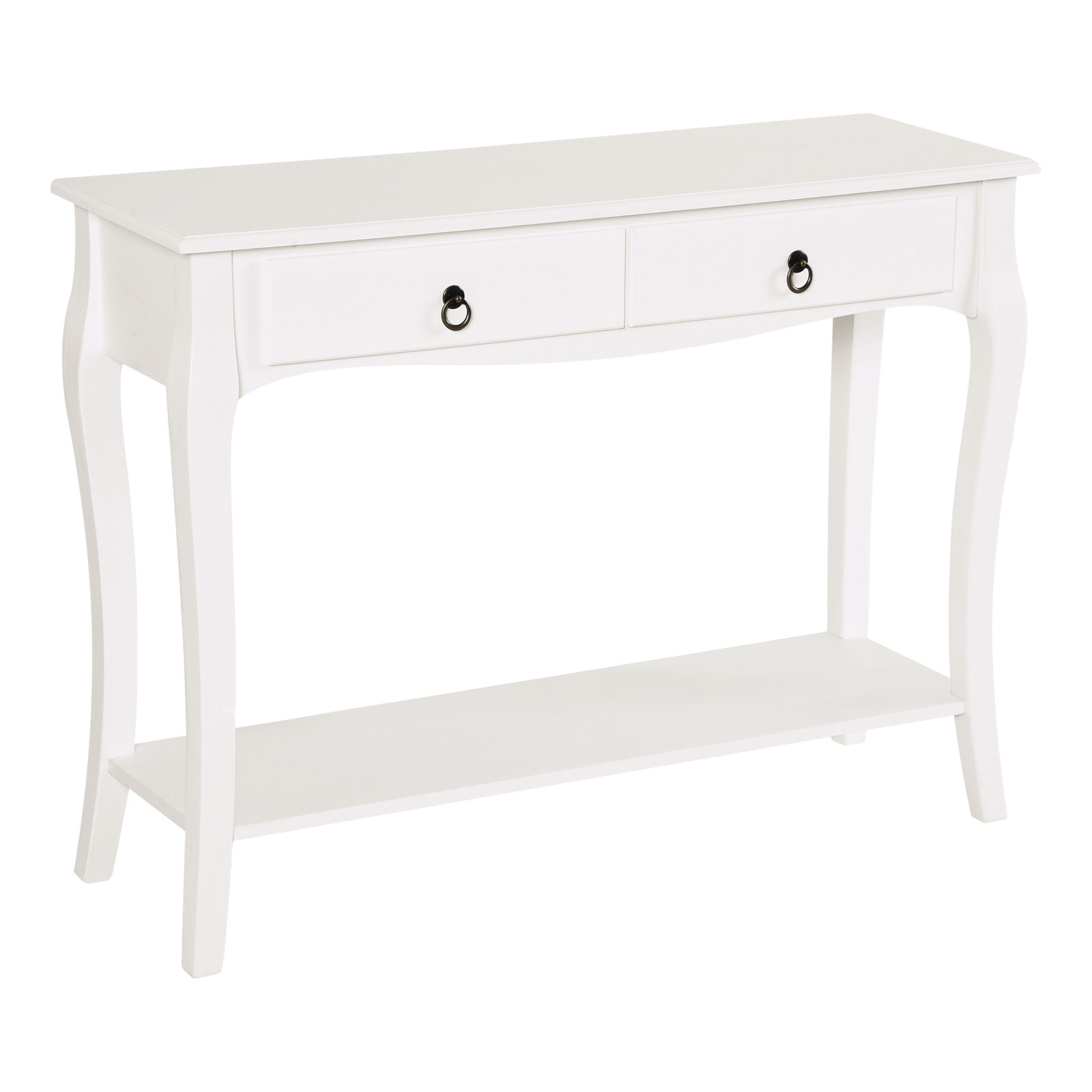 HOMCOM Konsolentisch Konsole Sideboard mit 2 Schubladen Holzfüße Flur Weiß günstig online kaufen