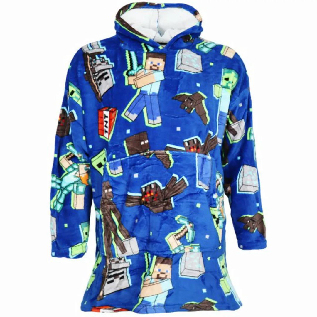 Minecraft Sweatponcho Minecraft Gamer Kuschelponcho mit Ärmeln Kapuze Tasch günstig online kaufen