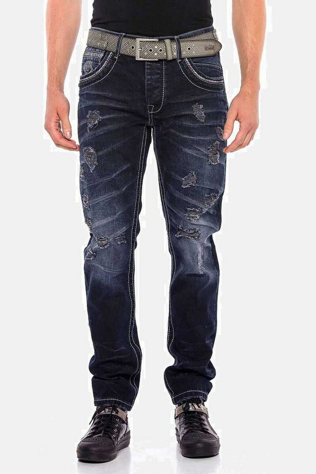 Cipo & Baxx Regular-fit-Jeans Jeans mit lässigen Destroyed-Elementen, CD539 günstig online kaufen