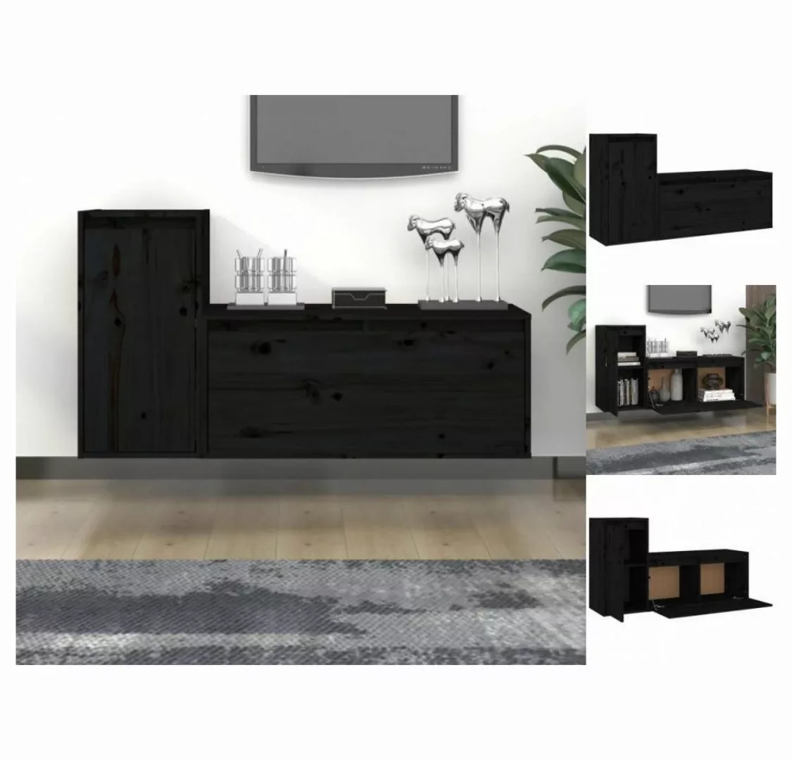 vidaXL TV-Schrank TV-Schränke 2 Stk Schwarz Massivholz Kiefer Lowboard Lowb günstig online kaufen