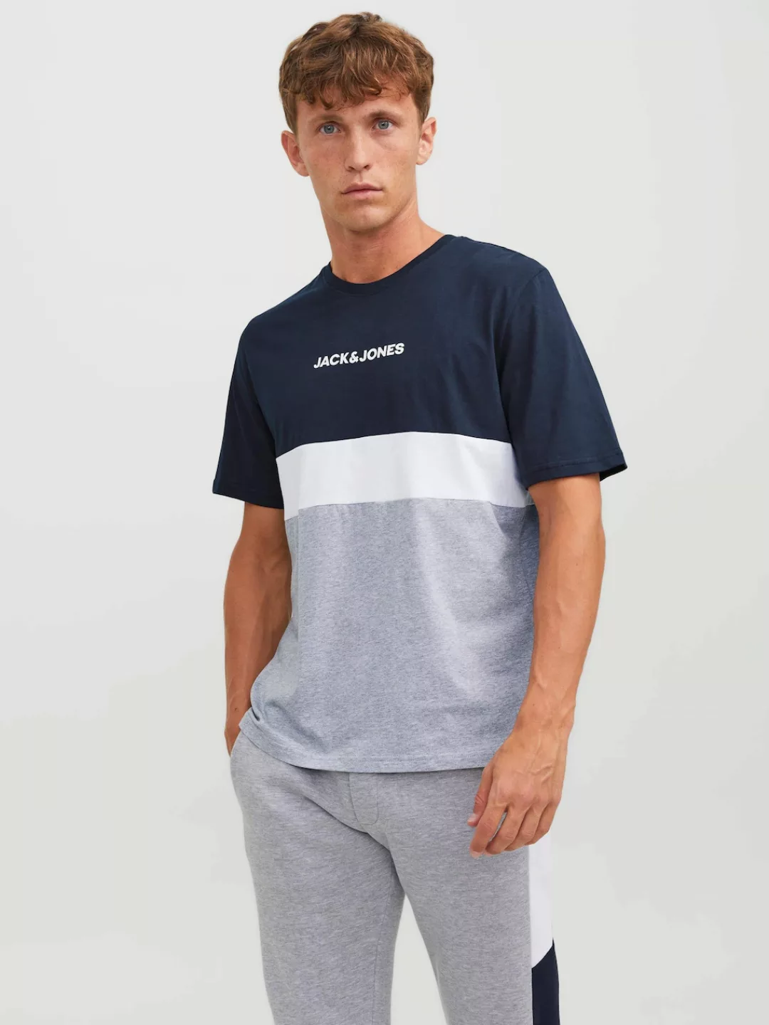 Jack & Jones Rundhalsshirt "JJEREID BLOCKING TEE SS NOOS" günstig online kaufen