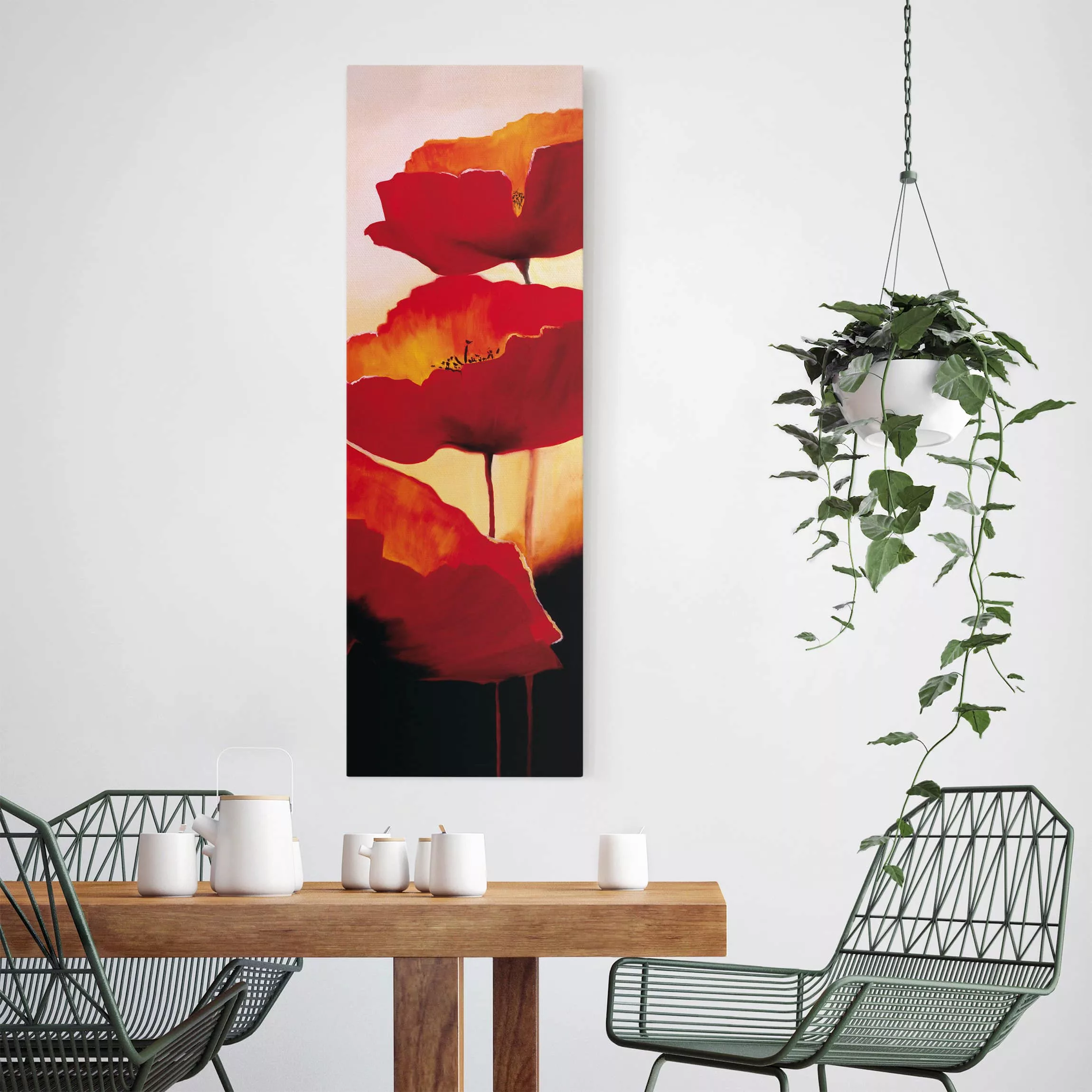 Leinwandbild Blumen - Hochformat Poppy Family günstig online kaufen