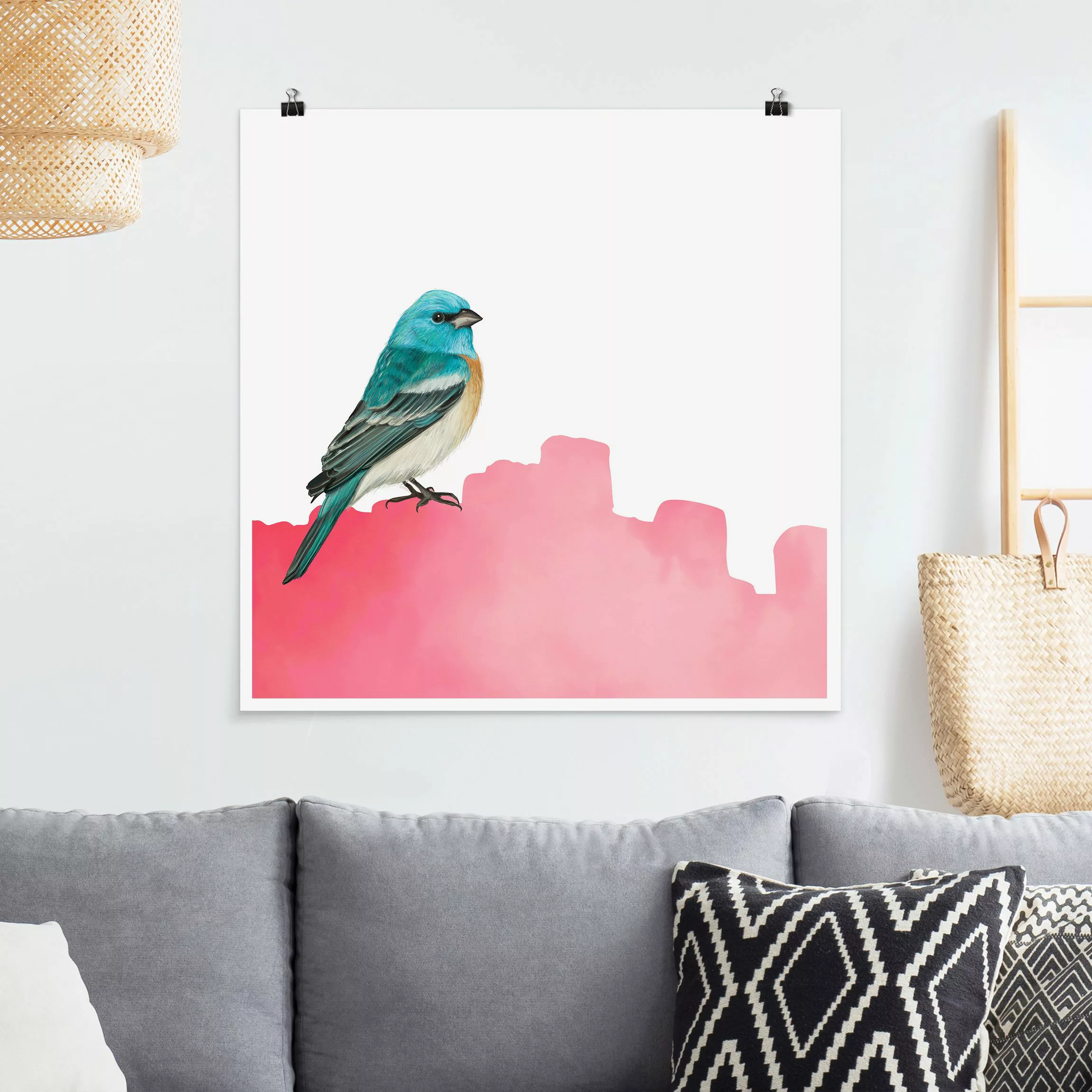 Poster Vogel auf Pink günstig online kaufen