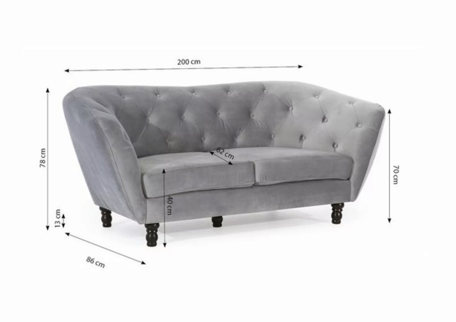Fun Möbel Sofa Sofa Designer-Sofa Charlotte 2-Sitzer Stoff, 1 Teile günstig online kaufen