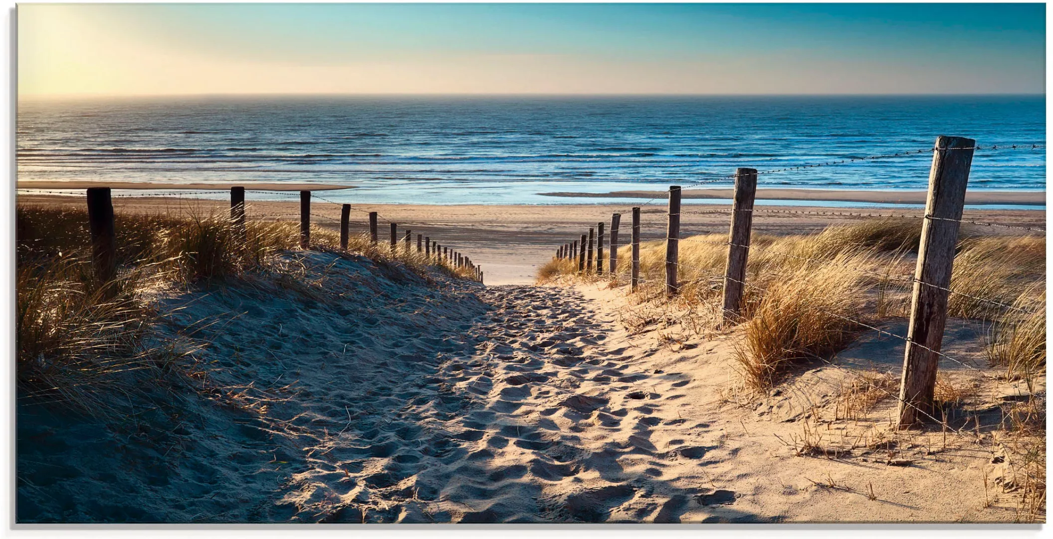 Artland Glasbild "Weg zum Nordseestrand Sonnenuntergang", Strand, (1 St.), günstig online kaufen