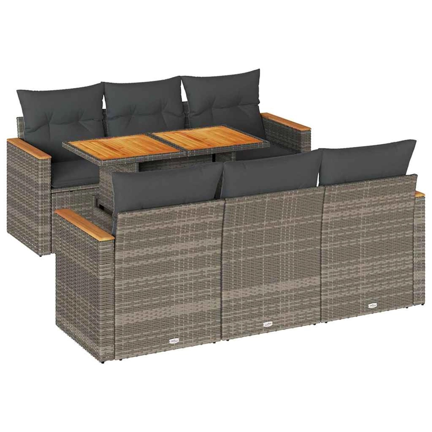 vidaXL 7-Tlg Garten-Sofagarnitur mit Kissen Grau Poly Rattan Akazie 3327448 günstig online kaufen