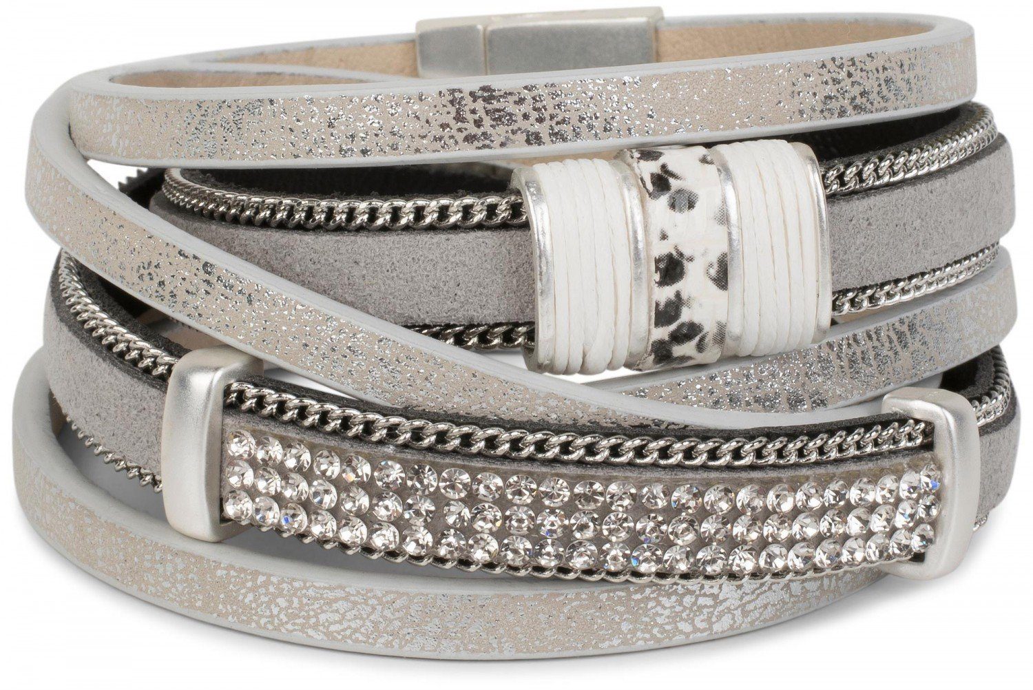 styleBREAKER Wickelarmband Wickelarmband mit Strass, Gliederkette, günstig online kaufen