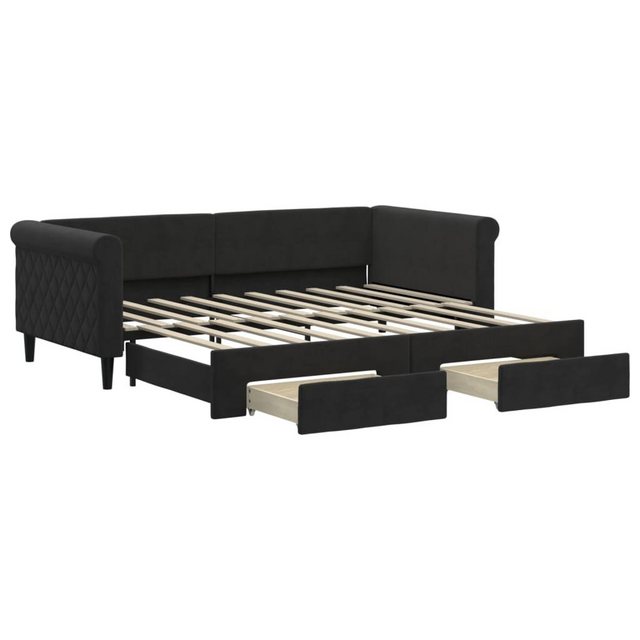 vidaXL Bett Tagesbett Ausziehbar mit Schubladen Schwarz 90x190 cm Samt günstig online kaufen