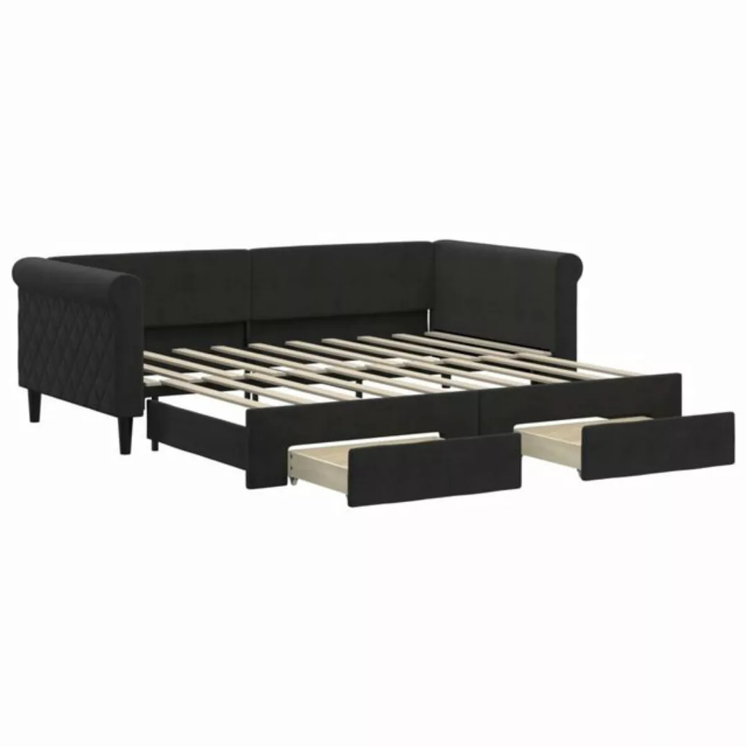 vidaXL Gästebett Gästebett Tagesbett Ausziehbar mit Schubladen Schwarz 90x1 günstig online kaufen