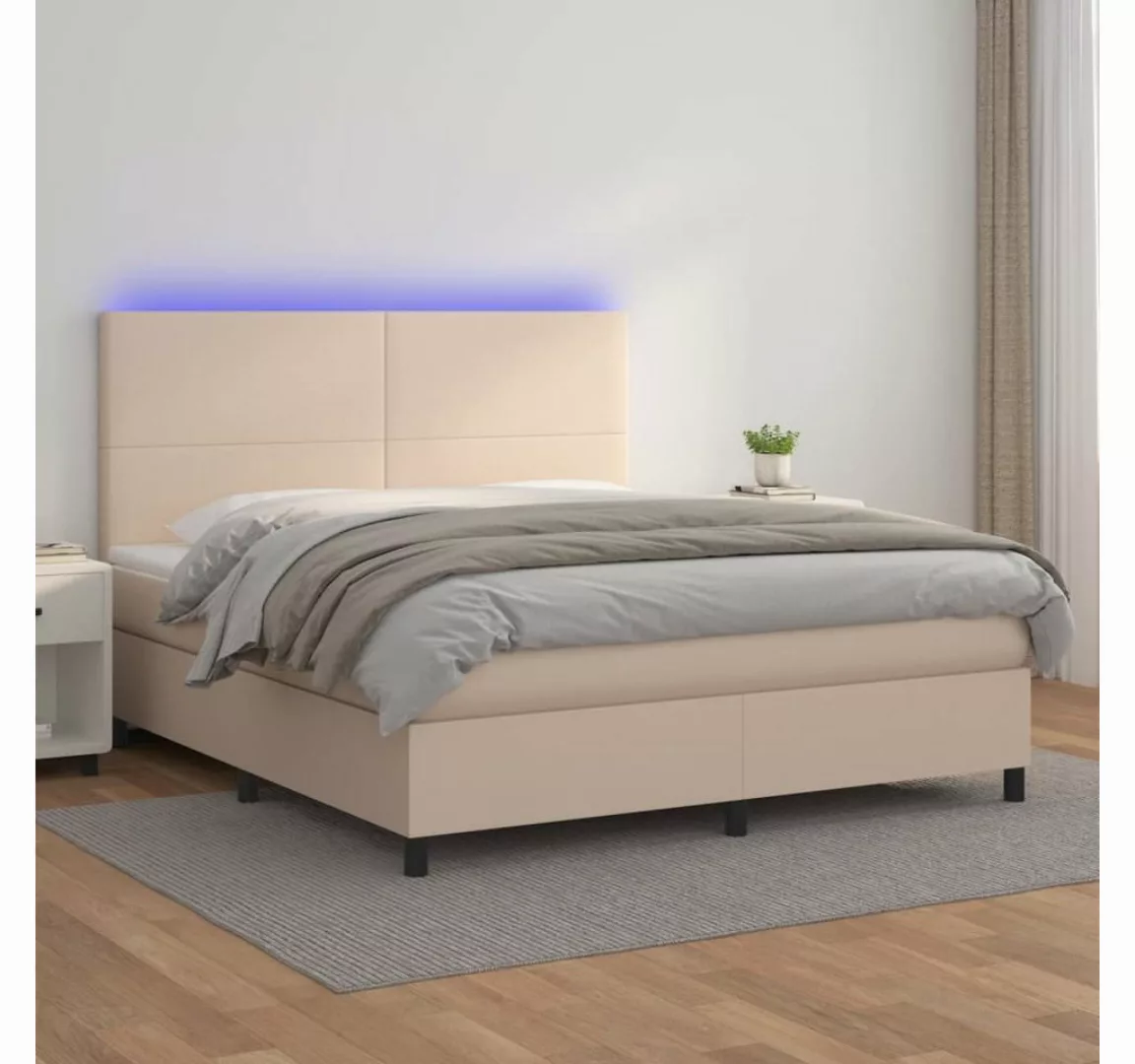 vidaXL Boxspringbett Boxspringbett mit Matratze & LED Kunstleder (160 x 200 günstig online kaufen