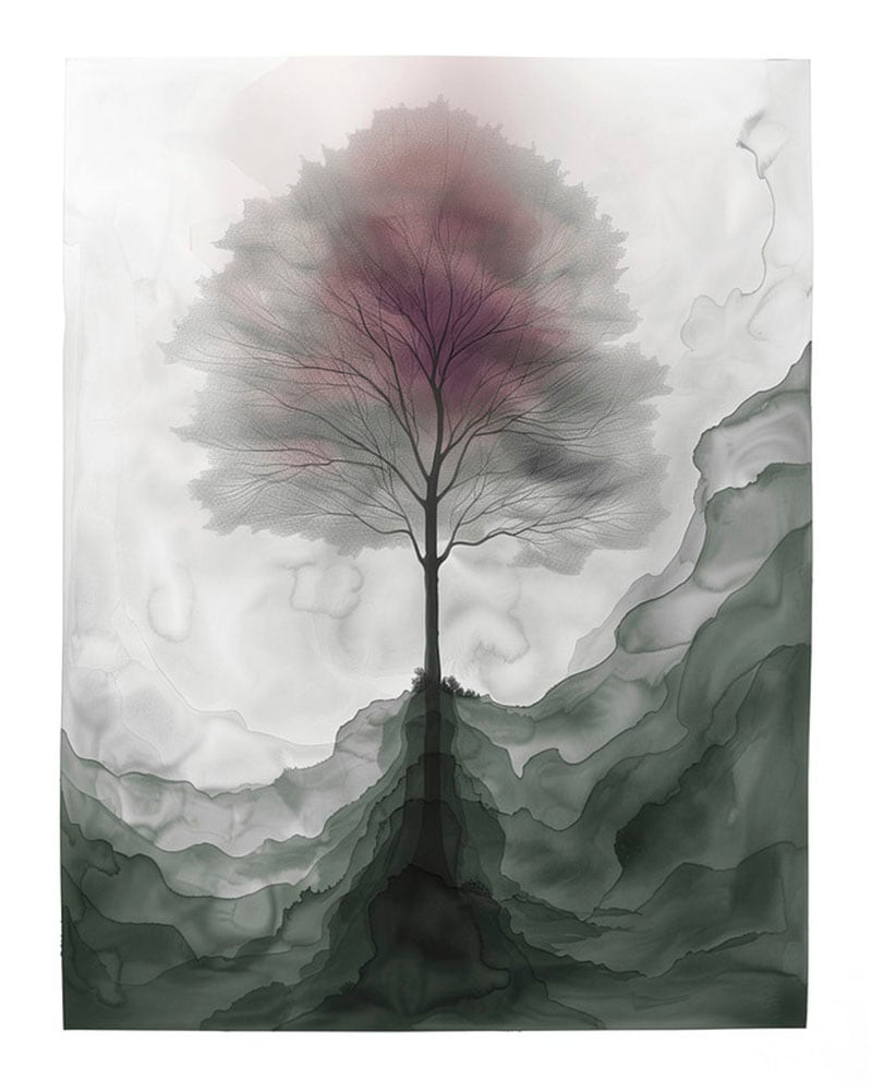 A.S. Création Leinwandbild "Aquarell Tree 2 - Wandbild Grau Grün Rot Keilra günstig online kaufen