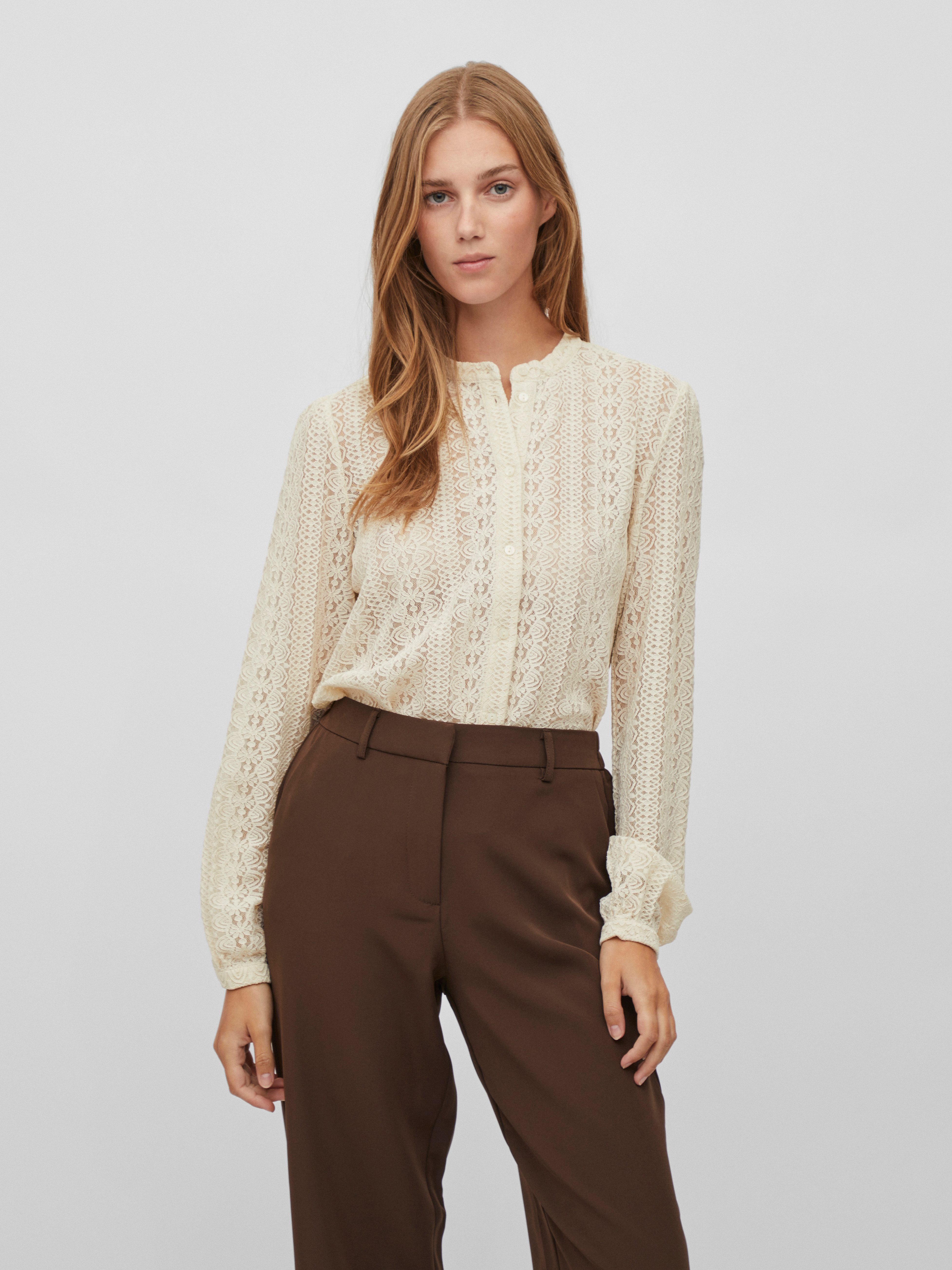 Vila Blusenshirt VICHIKKA LACE L/S SHIRT- günstig online kaufen
