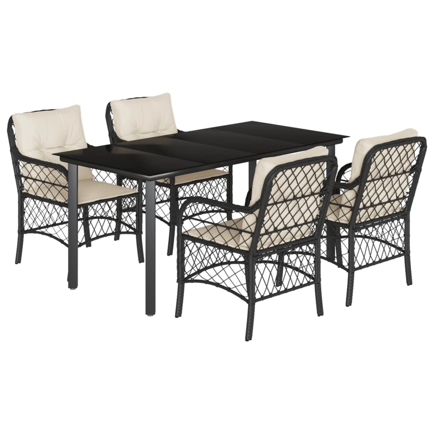 vidaXL 5-Tlg Garten-Essgruppe mit Kissen Schwarz Poly Rattan 3212092 günstig online kaufen