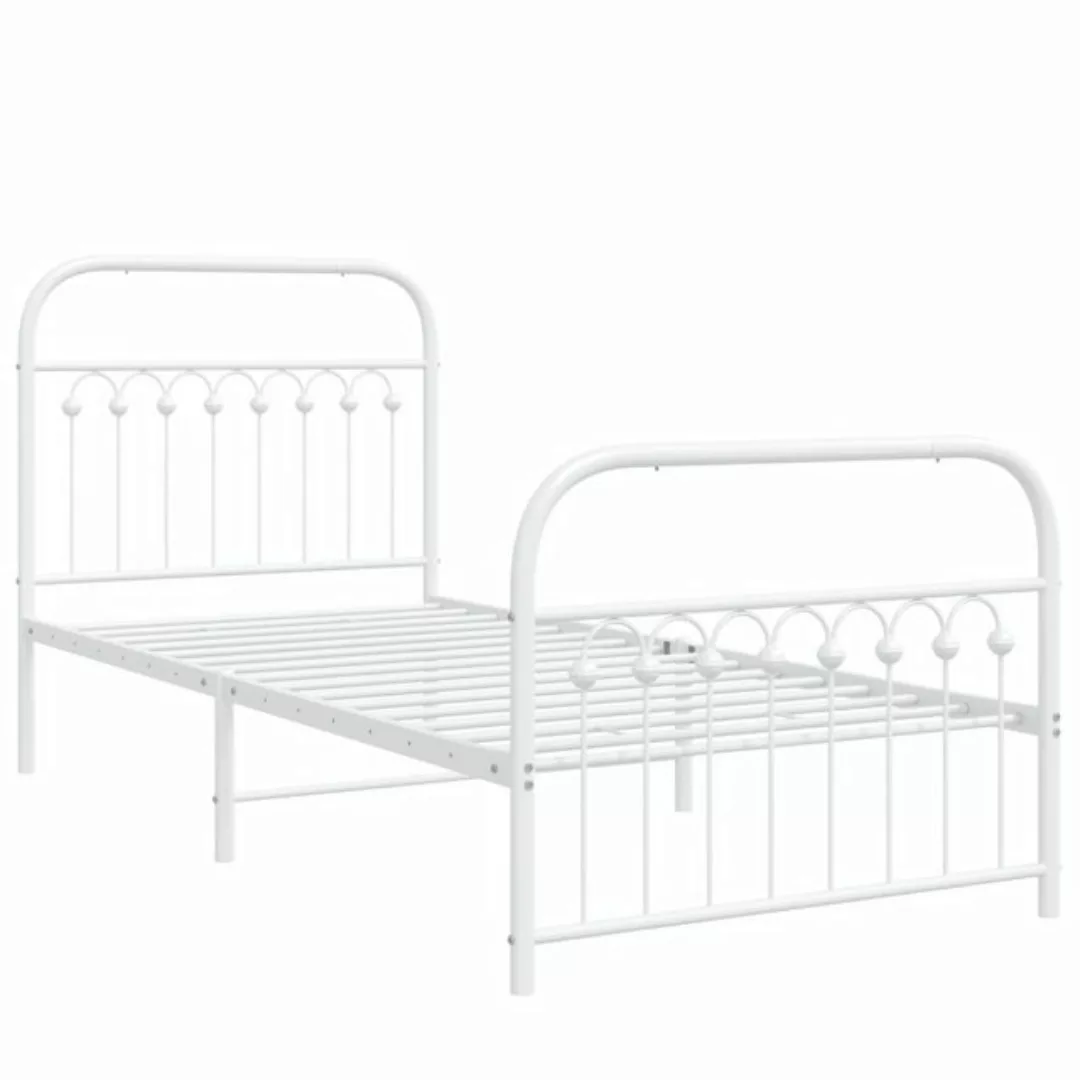 vidaXL Bett Bettgestell mit Kopf- und Fußteil Metall Weiß 90x190 cm günstig online kaufen