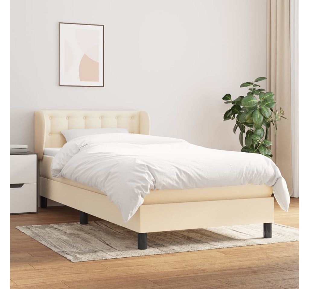 vidaXL Boxspringbett Boxspringbett mit Matratze Creme 80x200 cm Stoff Bett günstig online kaufen