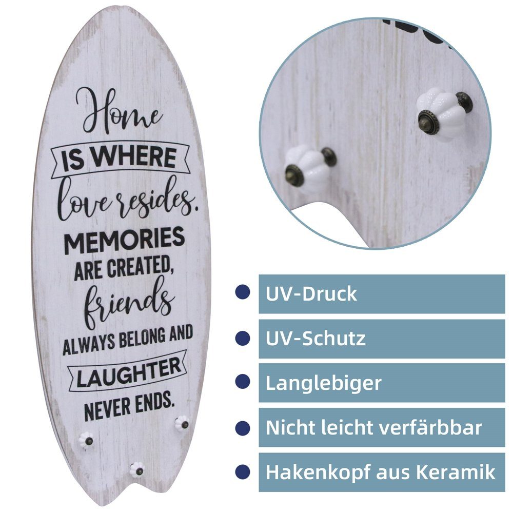 Melko Garderobenpaneel Plankenschild mit Kleiderhaken Wandschild günstig online kaufen