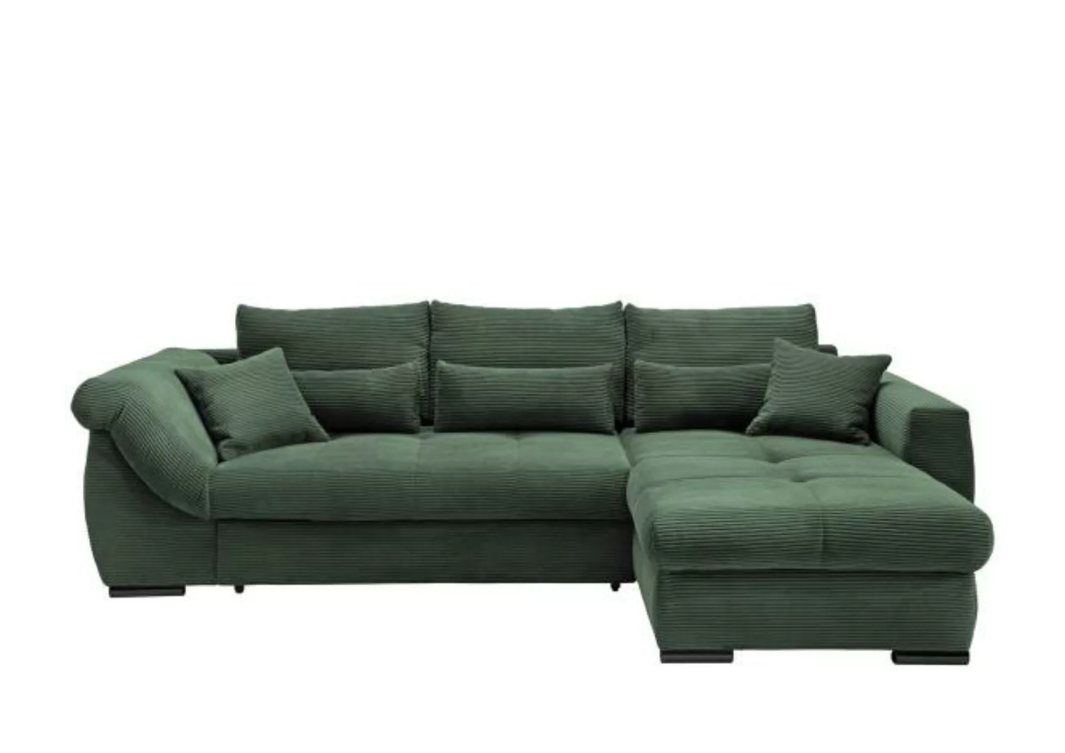 Ecksofa Cord Grün 302 x 188 cm Schlaffunktion Bettkasten FEDERICO günstig online kaufen