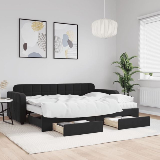 vidaXL Gästebett Gästebett Tagesbett Ausziehbar mit Schubladen Schwarz 80x2 günstig online kaufen