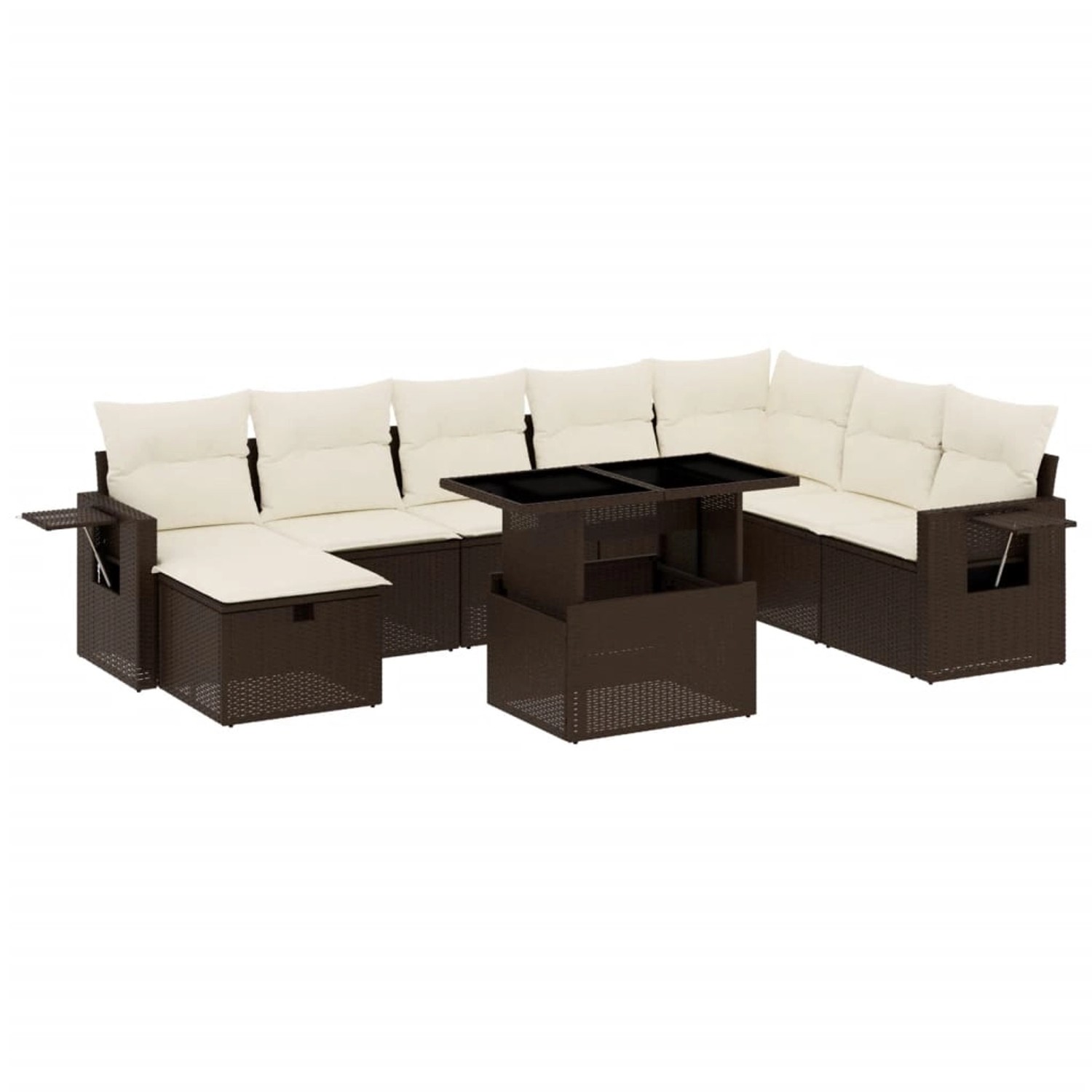 vidaXL 9-Tlg Garten-Sofagarnitur mit Kissen Braun Poly Rattan 3275033 günstig online kaufen