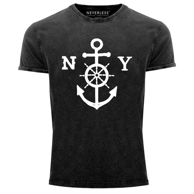 Neverless Print-Shirt Cooles Angesagtes Herren T-Shirt Vintage Shirt Anker günstig online kaufen