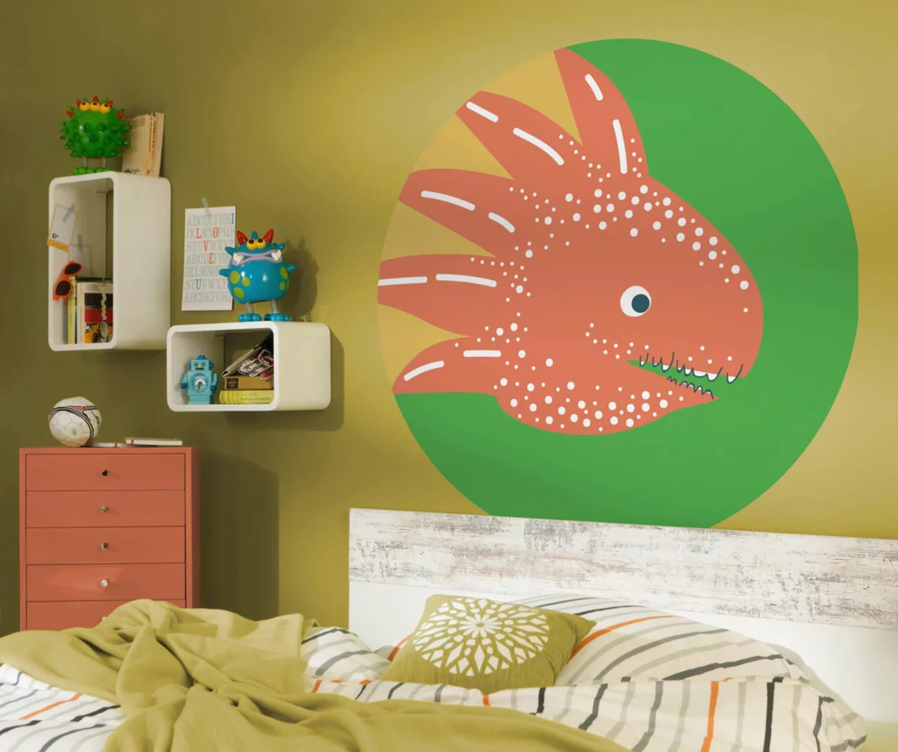 Komar Vliesfototapete Dot Little Dino Proto selbstklebend Ø 125 cm günstig online kaufen