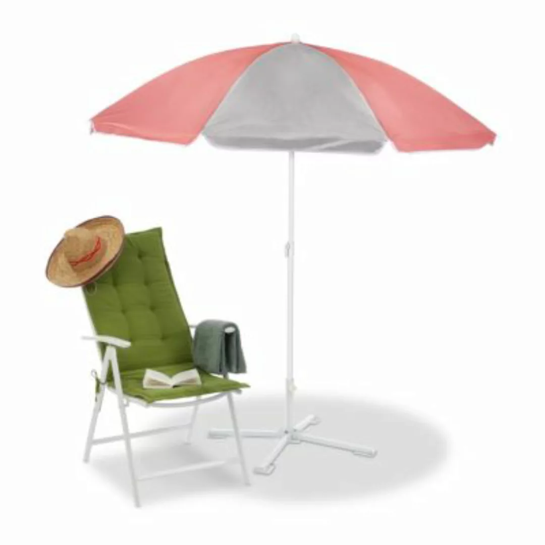 relaxdays Sonnenschirm in Grau & Pink 160 cm rosa/grau günstig online kaufen