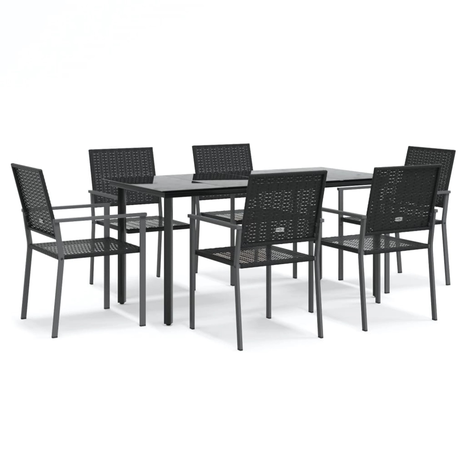 vidaXL 7-Tlg Garten-Essgruppe Poly Rattan und Stahl 3187028 günstig online kaufen
