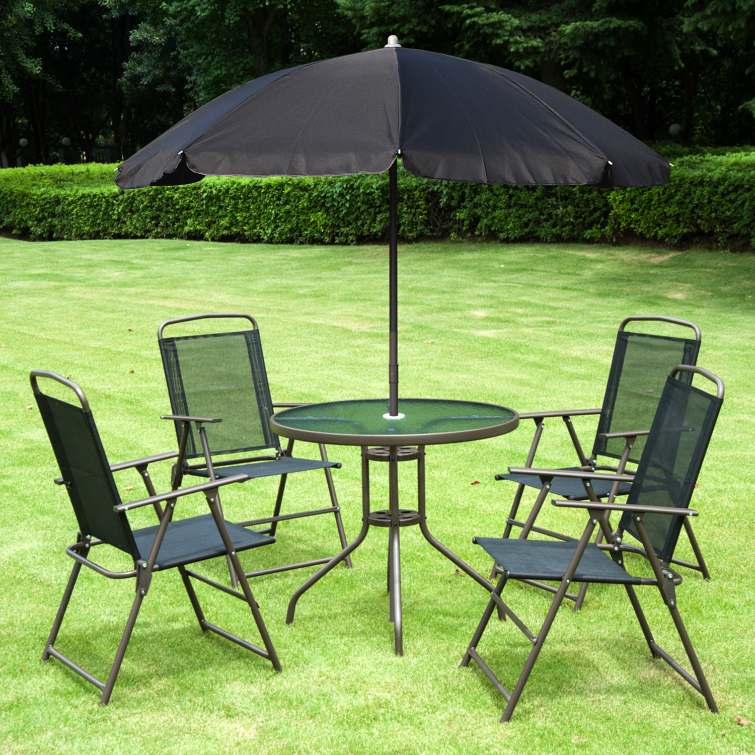 Outsunny Gartenmöbel-Set, 6-teilig - Runder Tisch + 4 klappbare Stühle + So günstig online kaufen