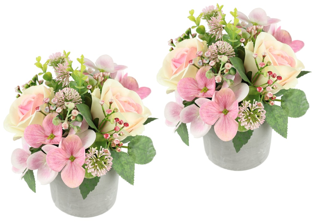 I.GE.A. Kunstblume "Blumengesteck im Topf 2er Set", Rosen Hortensie Hochzei günstig online kaufen