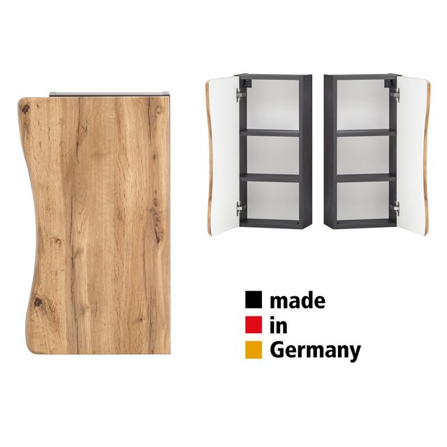 Lomadox Hängeschrank Badezimmer KAHLA-03 in graphit mit Front in Wotan Eich günstig online kaufen